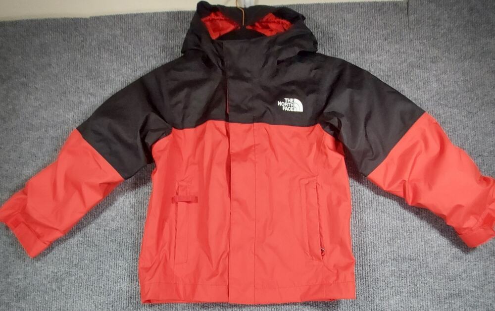The North Face Toddler Dry Vent Hooded Rain Jacket SZ 3T Red Black Full Zip